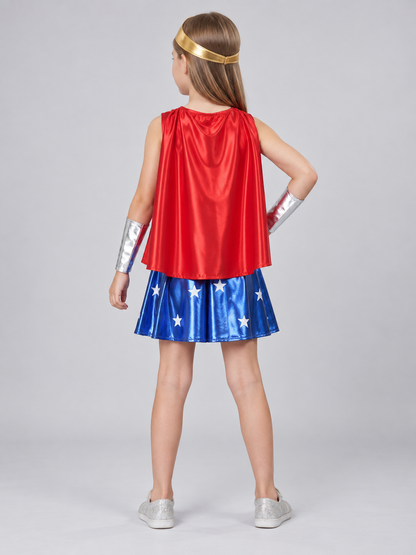 Kids' superhero-style costume with cape and mask