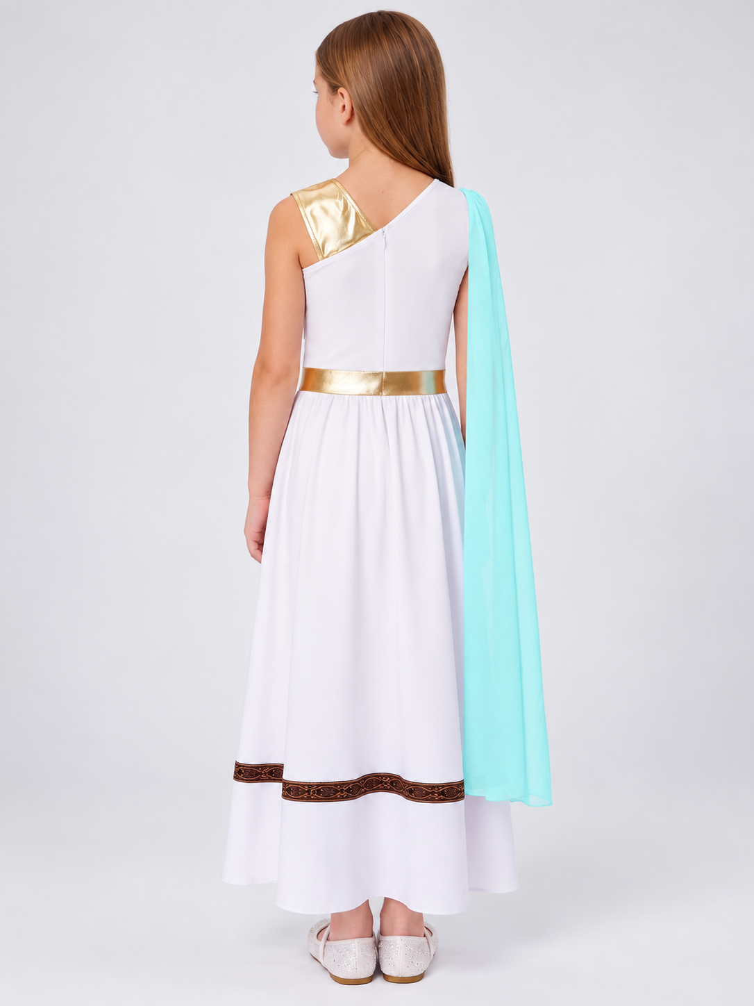 Carnival Dress with Turquoise Cape and Belt