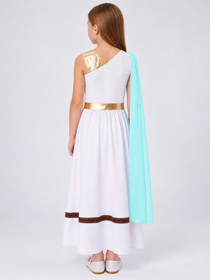 Carnival Dress with Turquoise Cape and Belt