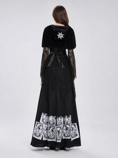 Gothic Witch Costume with Hood and Cape