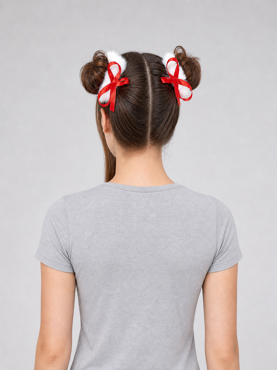 Decorative Hair Ties with Red and White Bows