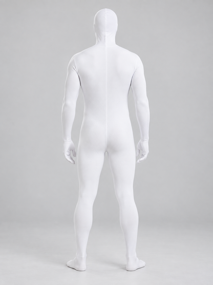 White Hooded Bodysuit with Long Sleeves
