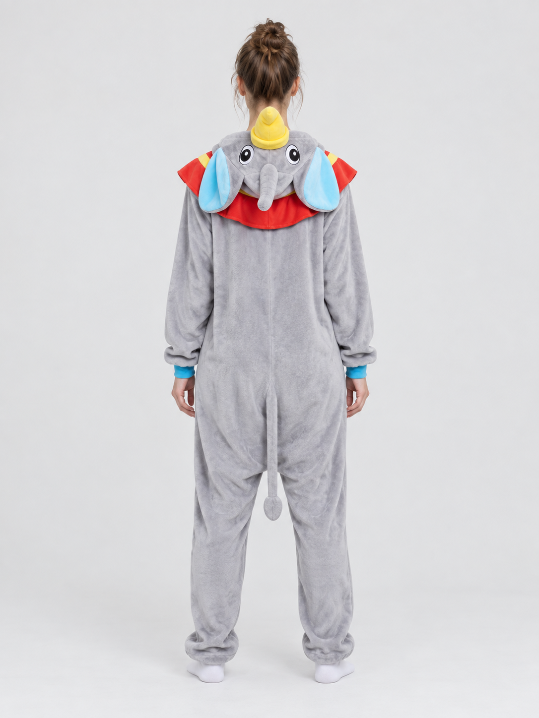 Gray Flannel Elephant Hooded Kigurumi Jumpsuit