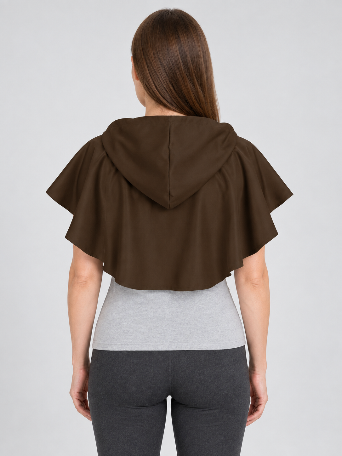 Brown Cape with Hood and Ties