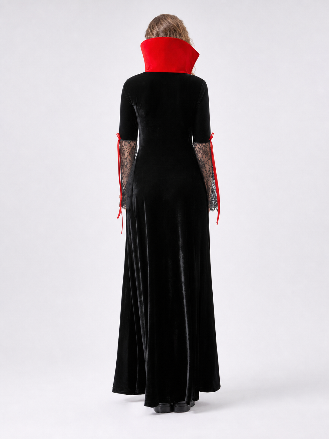 Gothic Costume Dress with Red Trim and Collar