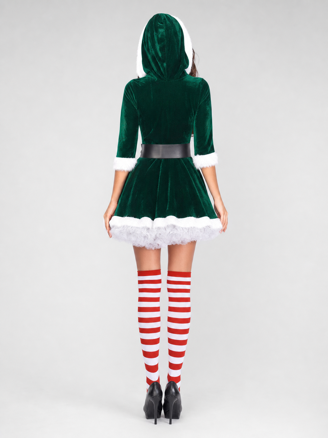 New Year's costume with a green dress and hat