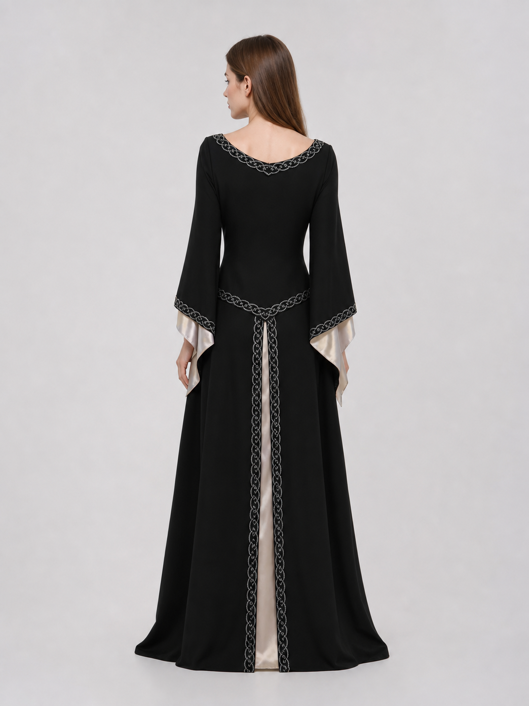 Long Black Dress with Celtic Trim