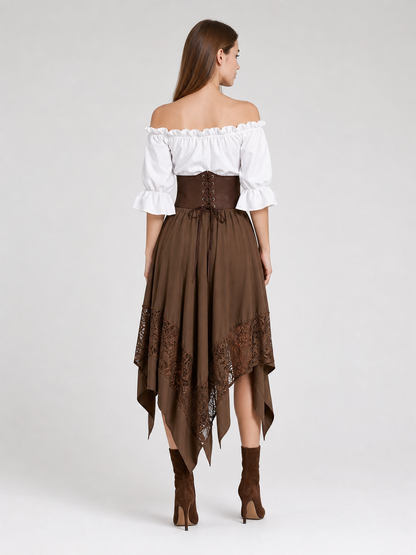 Pirate-Style Costume: Blouse, Corset, and Skirt