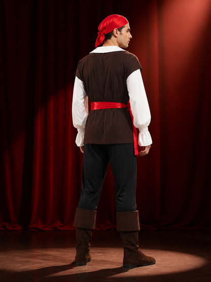 Pirate Carnival Costume with Vest and Boots back view