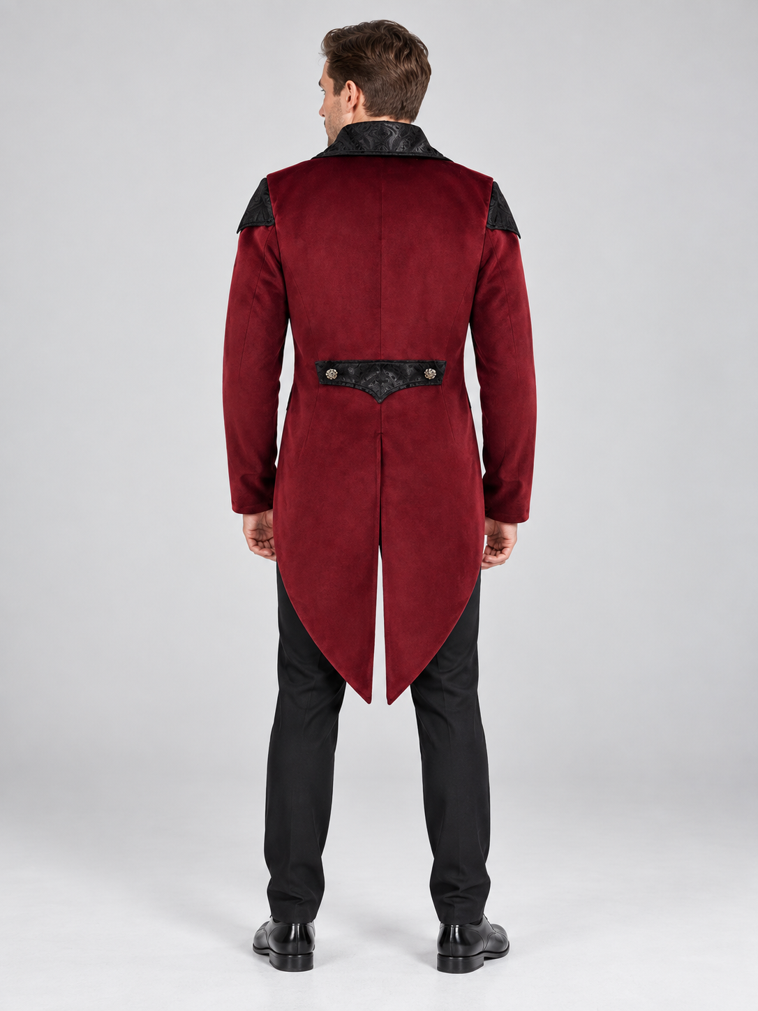 Gothic Tailcoat Burgundy with High Collar
