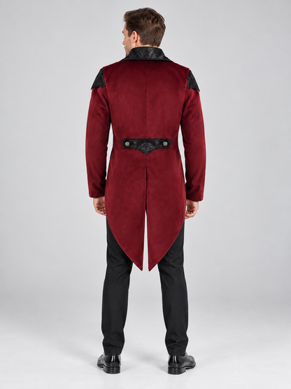 Gothic Tailcoat Burgundy with High Collar