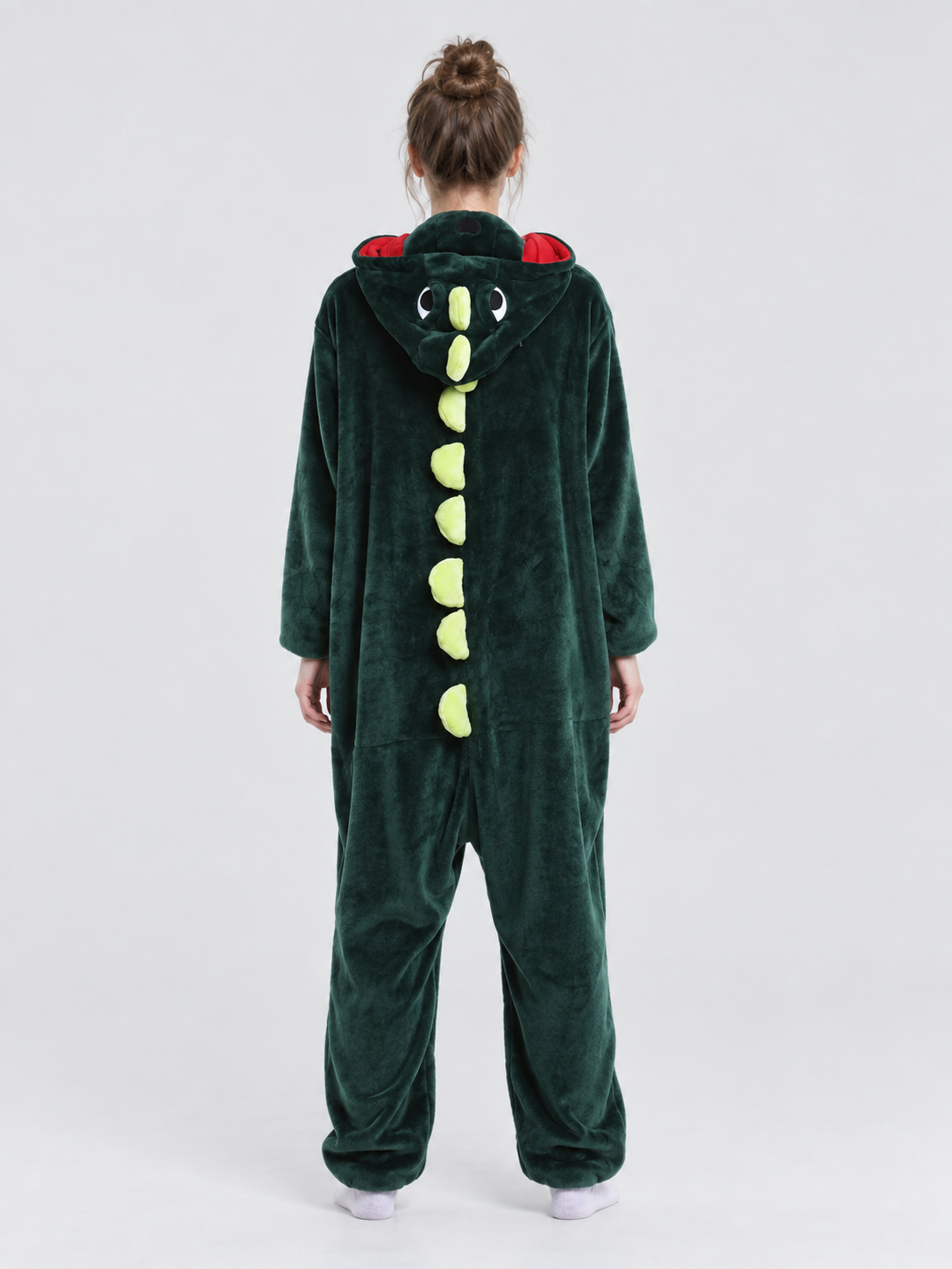 Dark green kigurumi pajama with hood and spikes