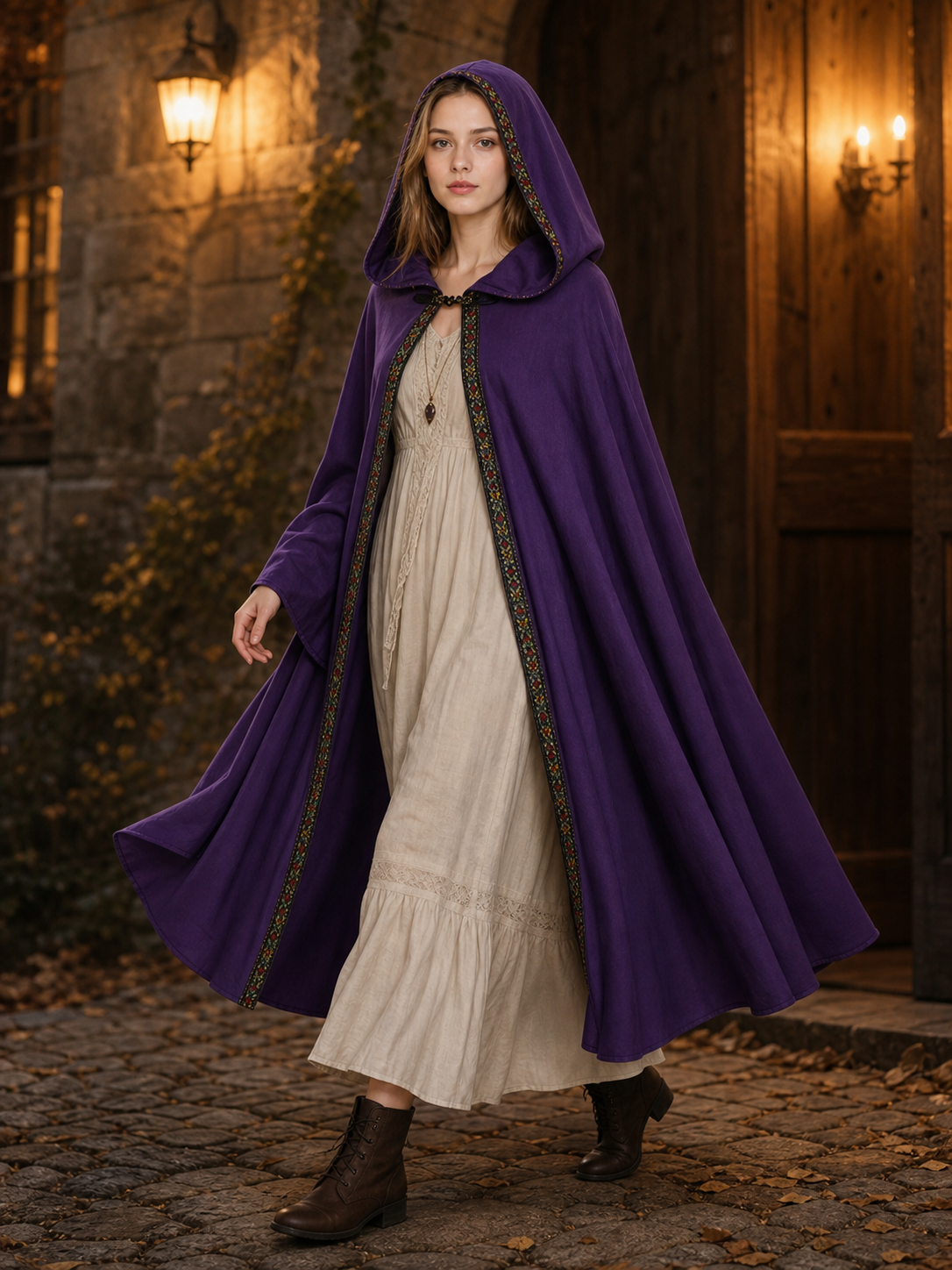 Purple Hooded Velvet Costume Cape product view 29