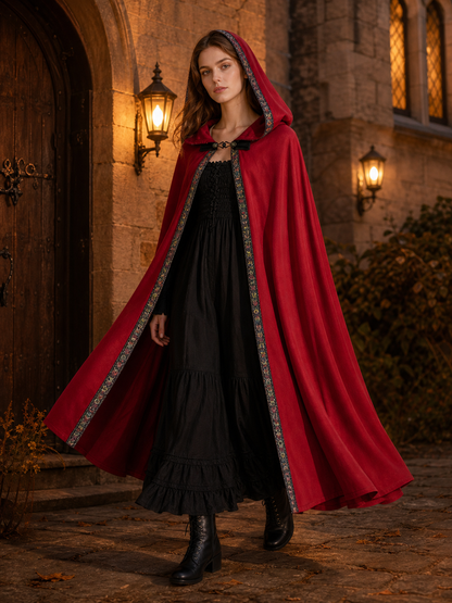 Red Hooded Carnival Cloak for Cosplay
