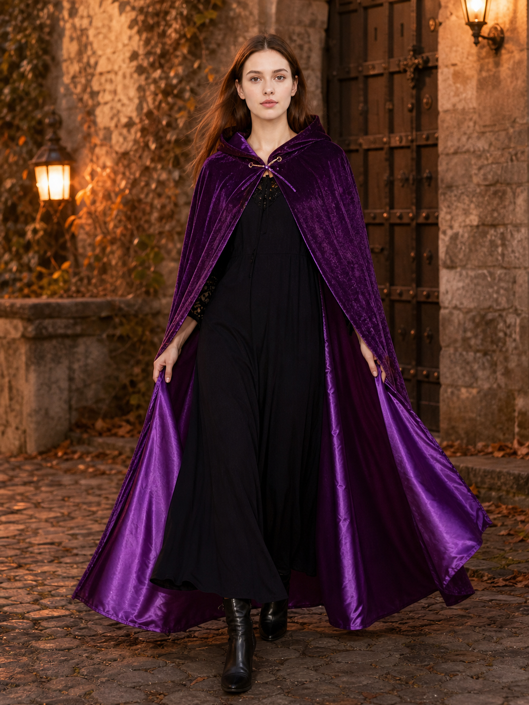 Purple Hooded Costume Cloak