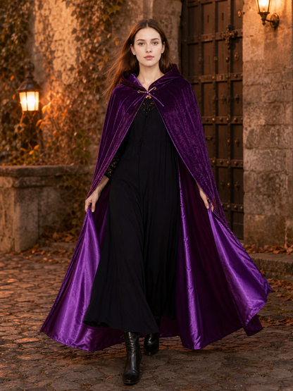 Purple Hooded Costume Cloak
