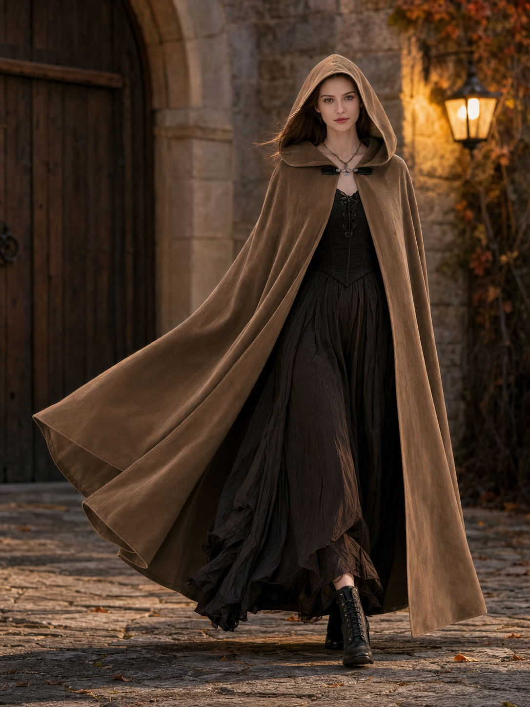 Brown Hooded Costume Cloak