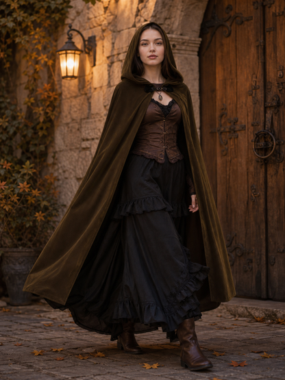 Brown Hooded Costume Cape