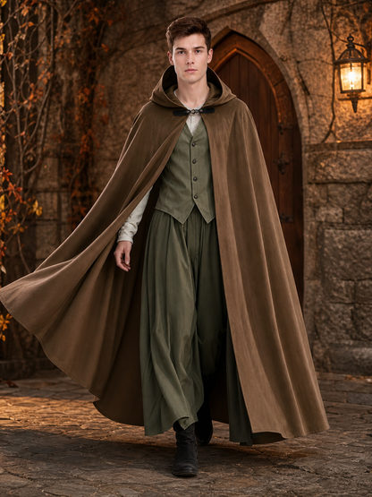 Brown Hooded Costume Cloak