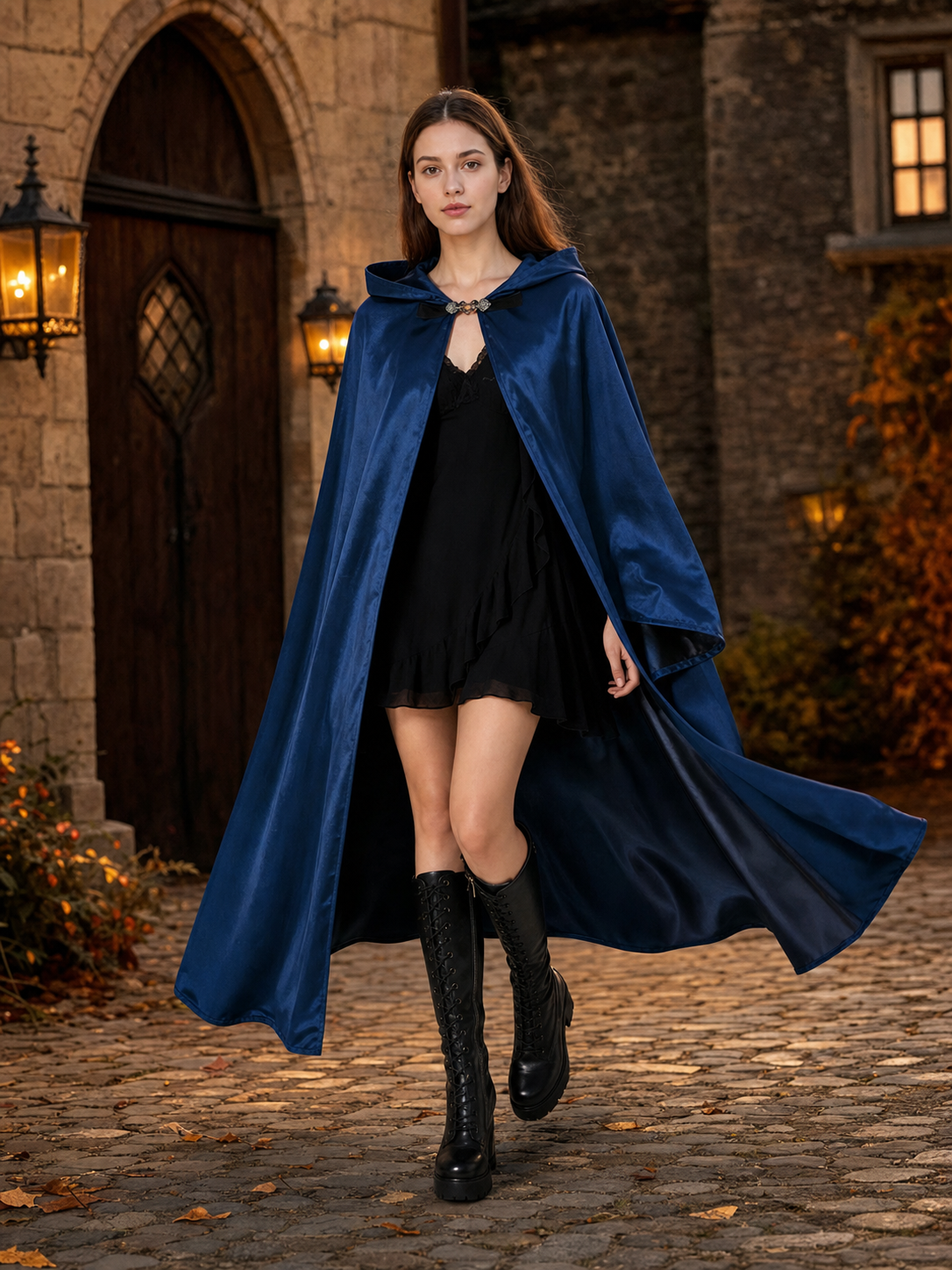 Blue Carnival Hooded Cape for Stage