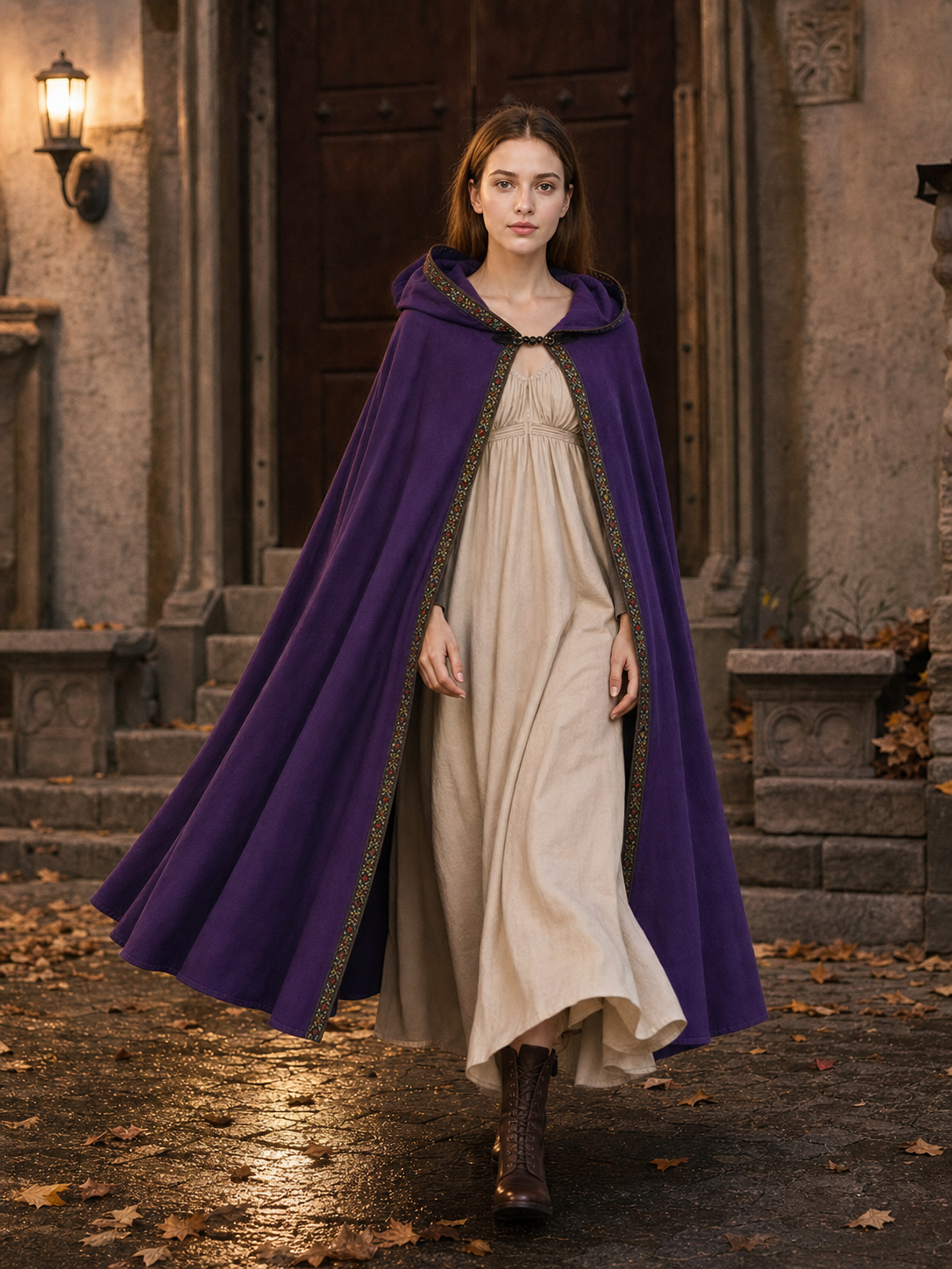 Purple Hooded Velvet Costume Cape product view 30