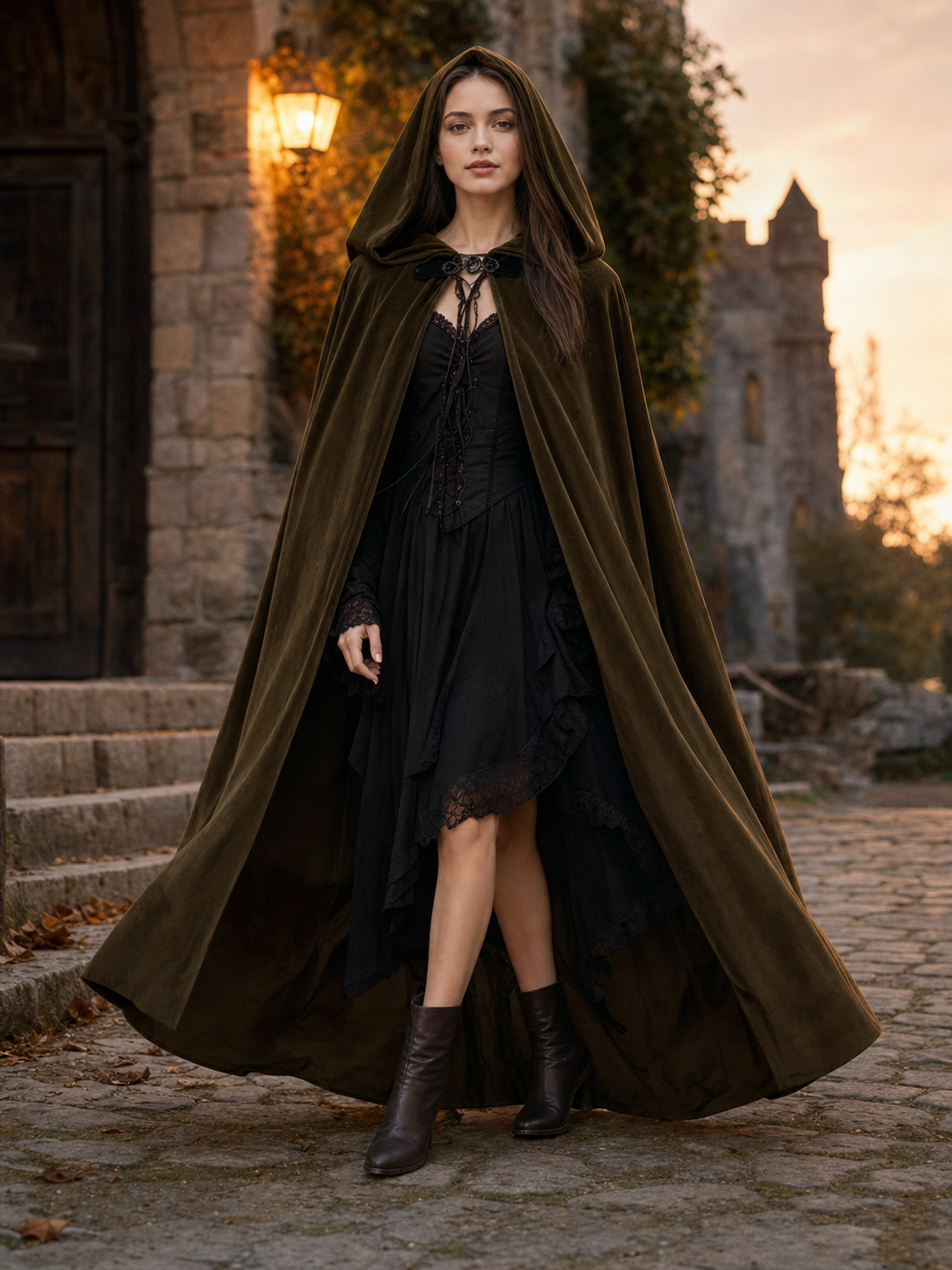 Brown Hooded Costume Cape