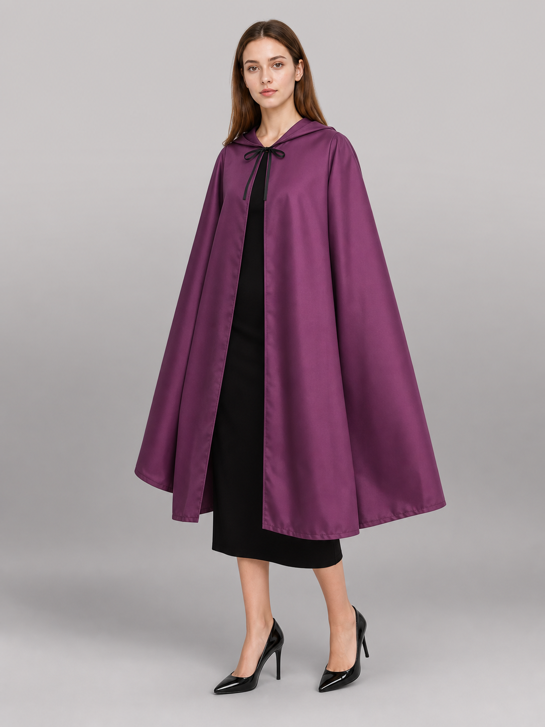 Long purple carnival hooded cloak