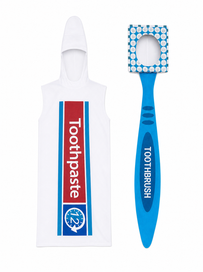 Toothpaste Cosplay Costume, White, Red, and Blue