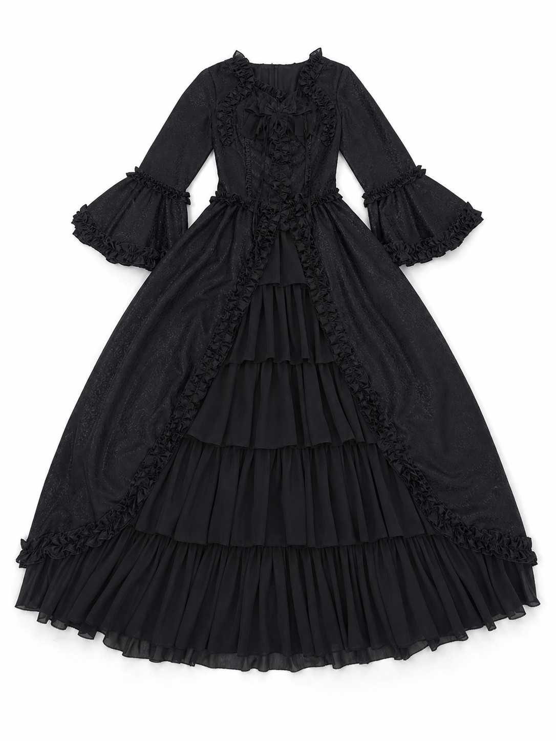 Gothic Victorian Dress with Sleeves and Ruffles