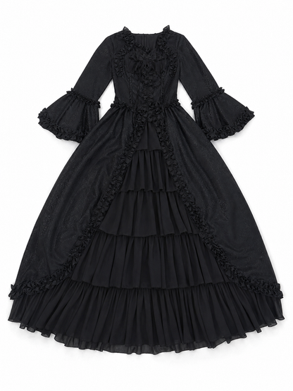 Gothic Victorian Dress with Sleeves and Ruffles