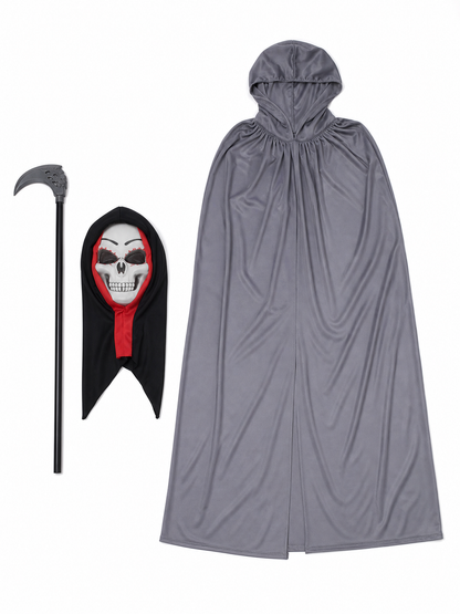 Hooded Grim Reaper Costume with Mask and Scythe