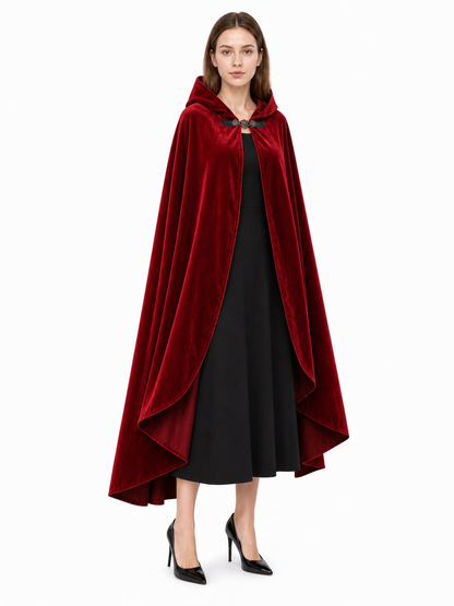 Red medieval carnival cloak with hood