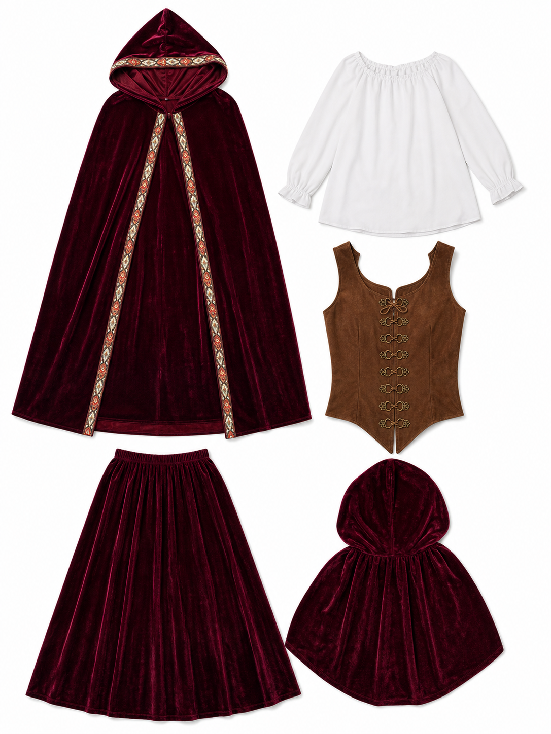 Gothic Vampire Costume with Cape and Long Skirt