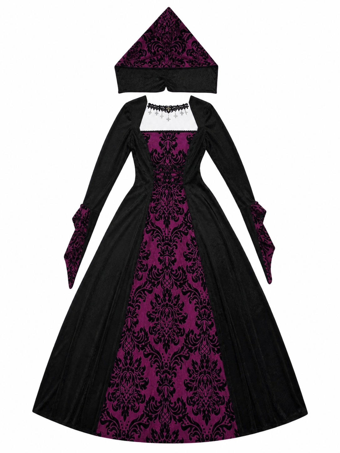 Gothic Hooded Dress with Full Skirt