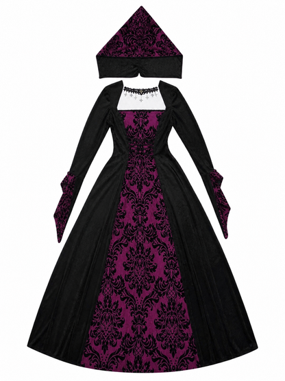 Gothic Hooded Dress with Full Skirt