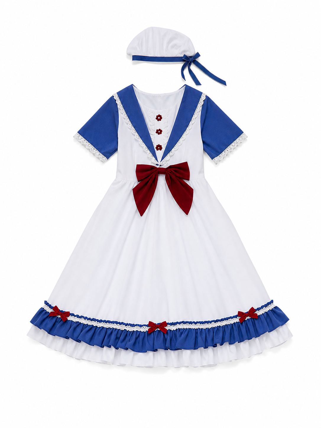 Cosplay Dress Costume with a Bow and Ruffles