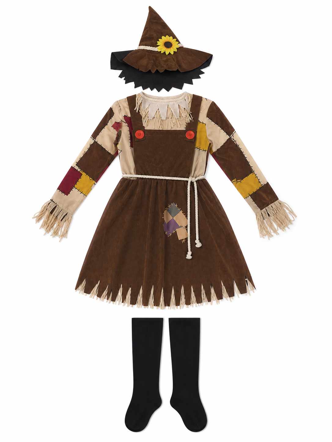 Witch Costume with Pointed Hat and Fringe
