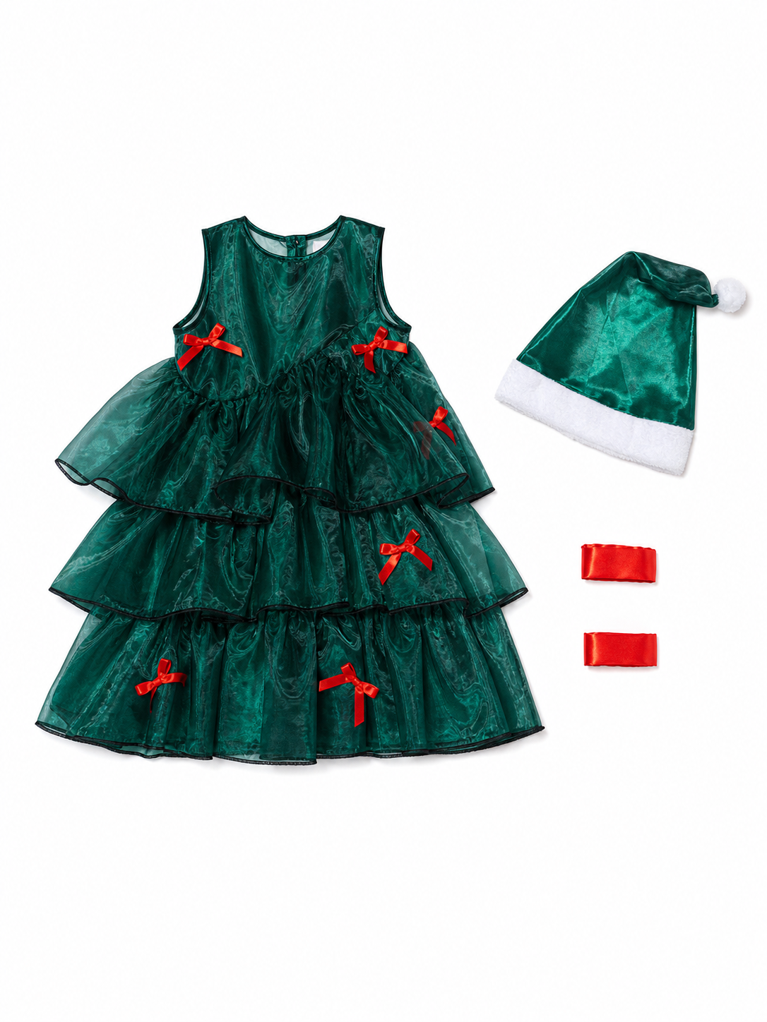Christmas Tree Carnival Dress with Tiered Ruffles