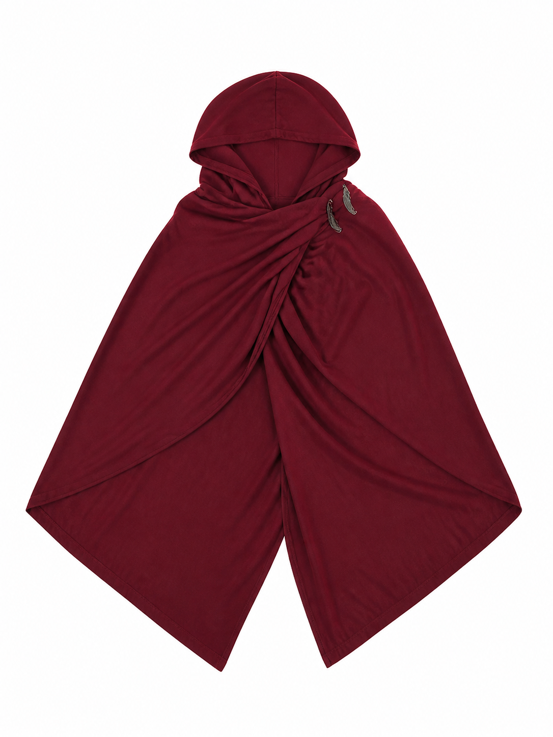 Burgundy Hooded Cape, Metal Clasp