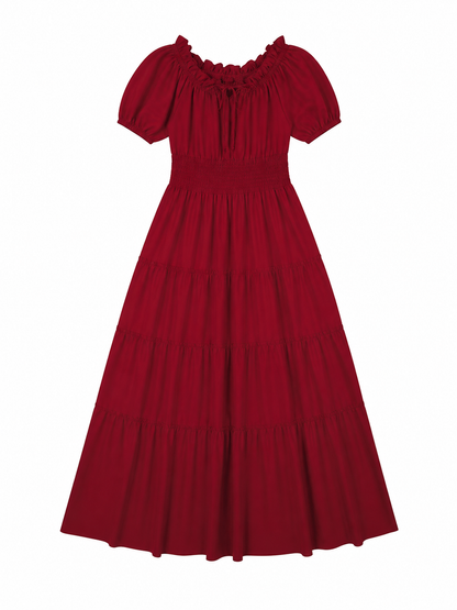 Burgundy Renaissance-Style Maxi Dress