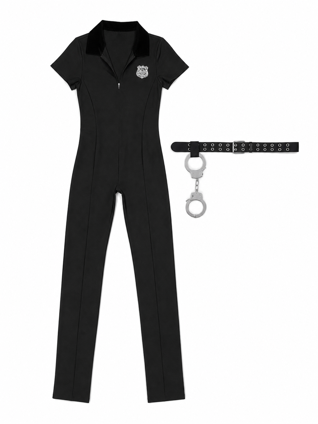 Black Police Jumpsuit for Cosplay