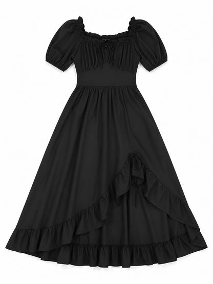Black Renaissance-Style Ruffle Dress