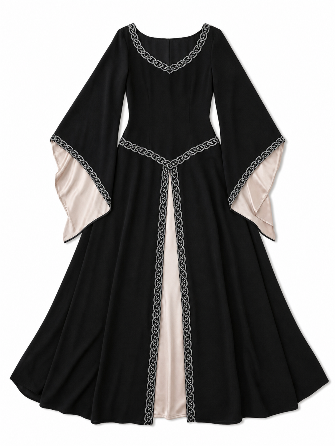 Long Black Dress with Celtic Trim