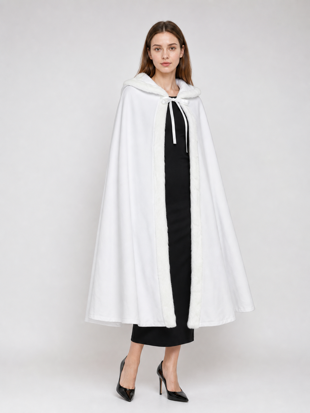 White Hooded Carnival Cloak for Costumes