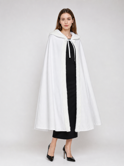 White Hooded Carnival Cloak for Costumes