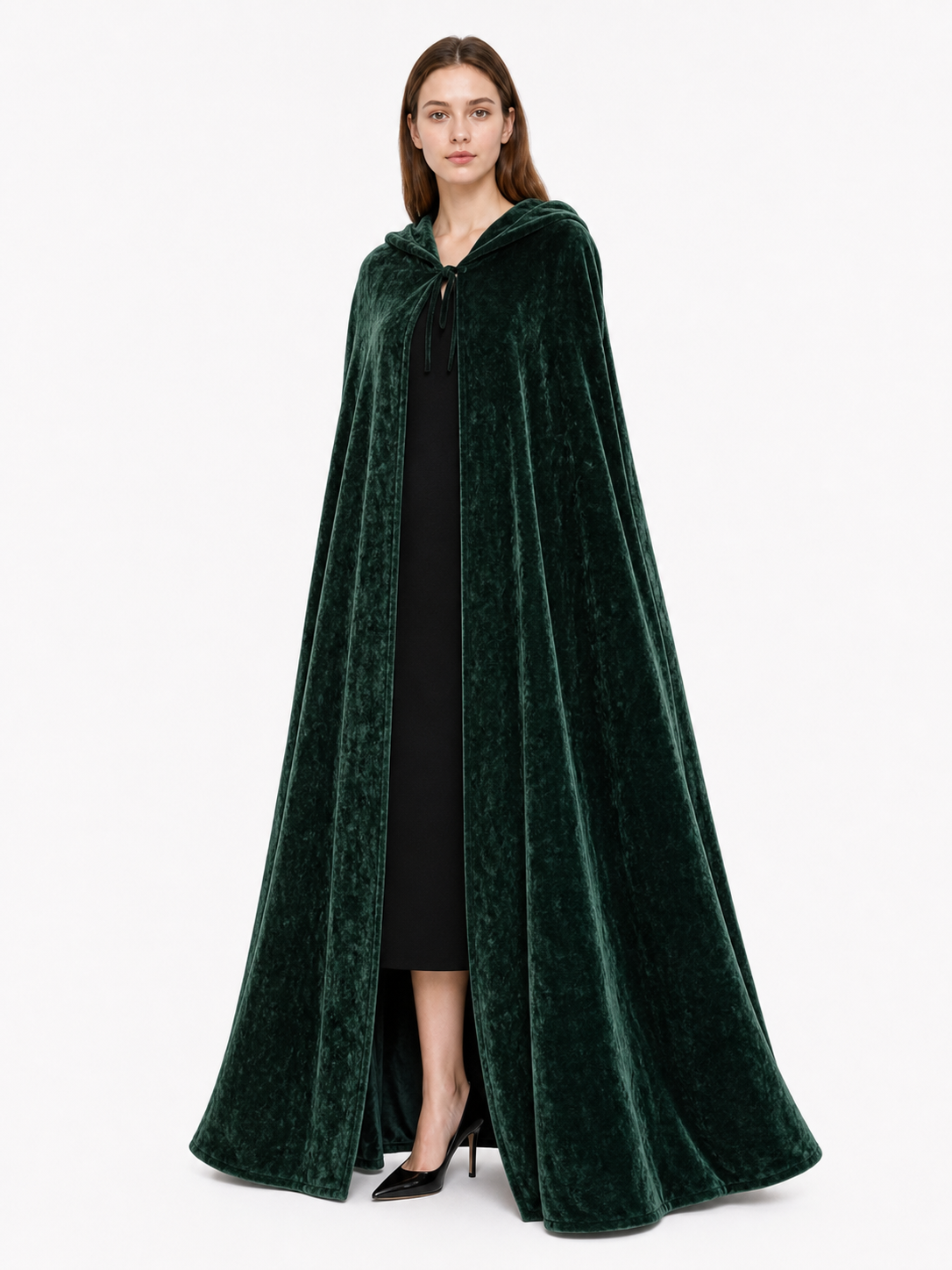 Hooded Dark Green Costume Cloak