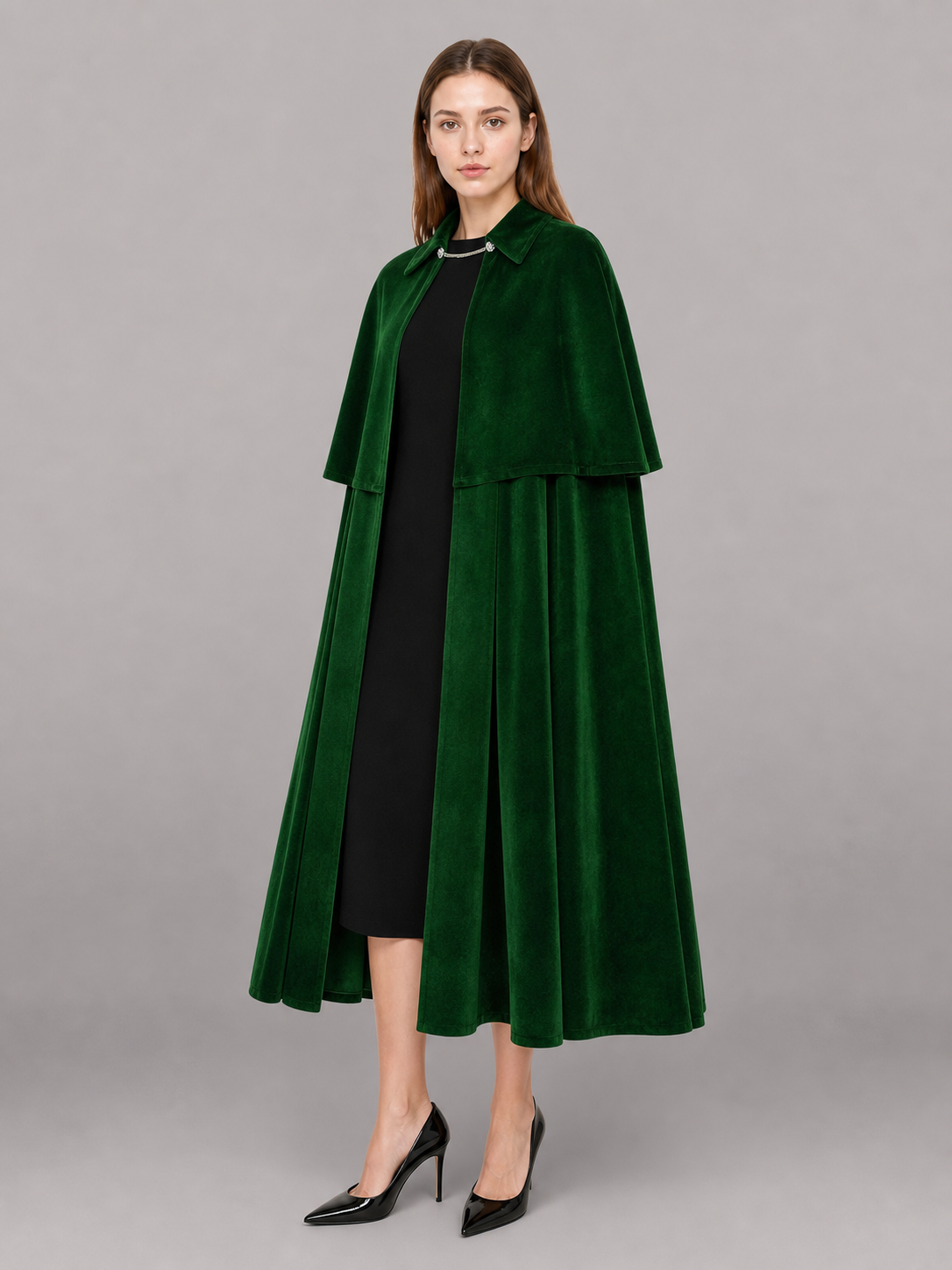 Green Carnival Cloak with High Collar