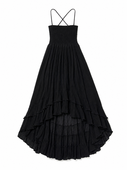 Long Boho-Style Maxi Dress with Open Back