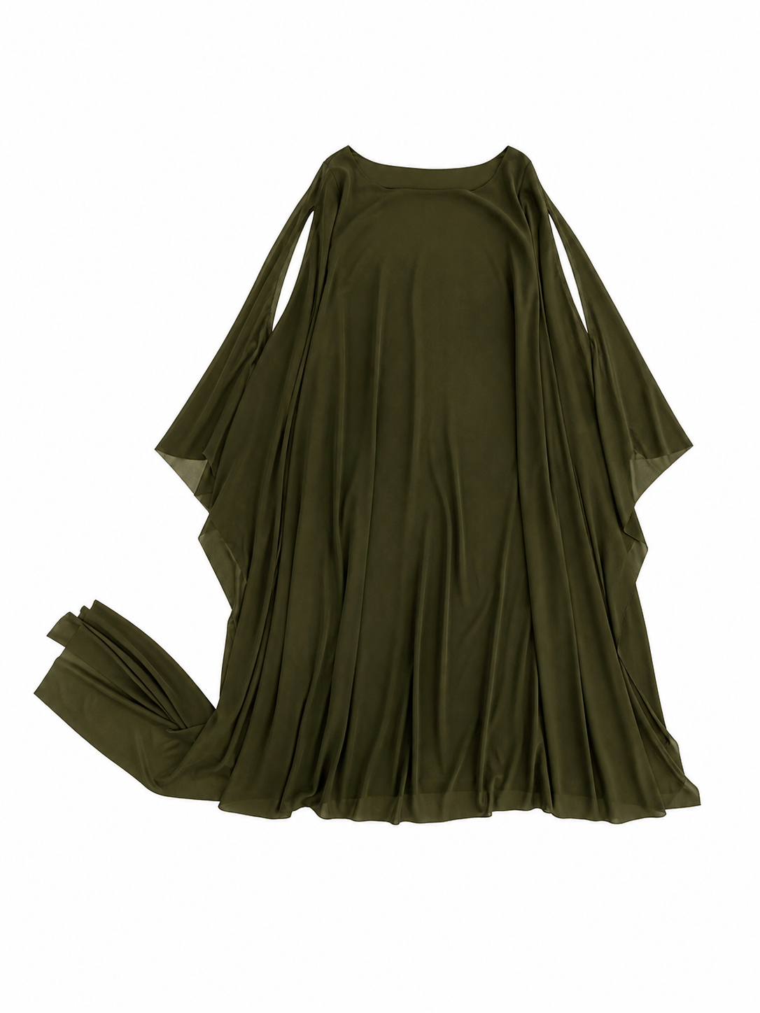 Fantasy-Style Dress with a Draped Skirt and Train