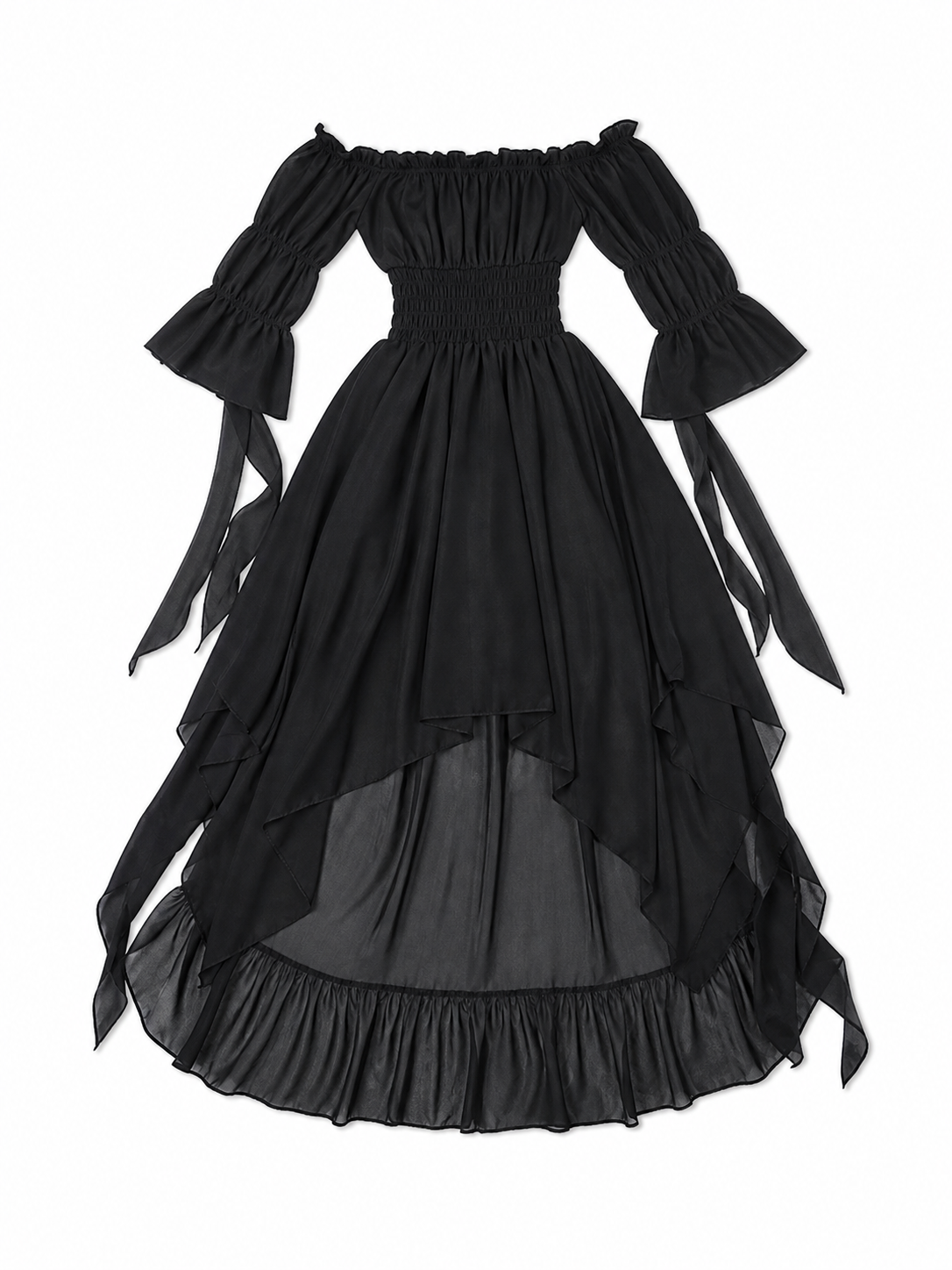 Gothic Lace Dress with Puff Sleeves